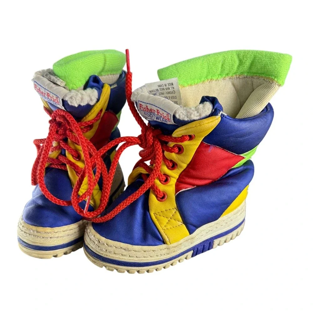 VTG 1992 Fisher Price Toddler Snow Boots Primary Color Block Size 5-6 collector